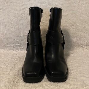 Sleek Black Leather Ankle Booties